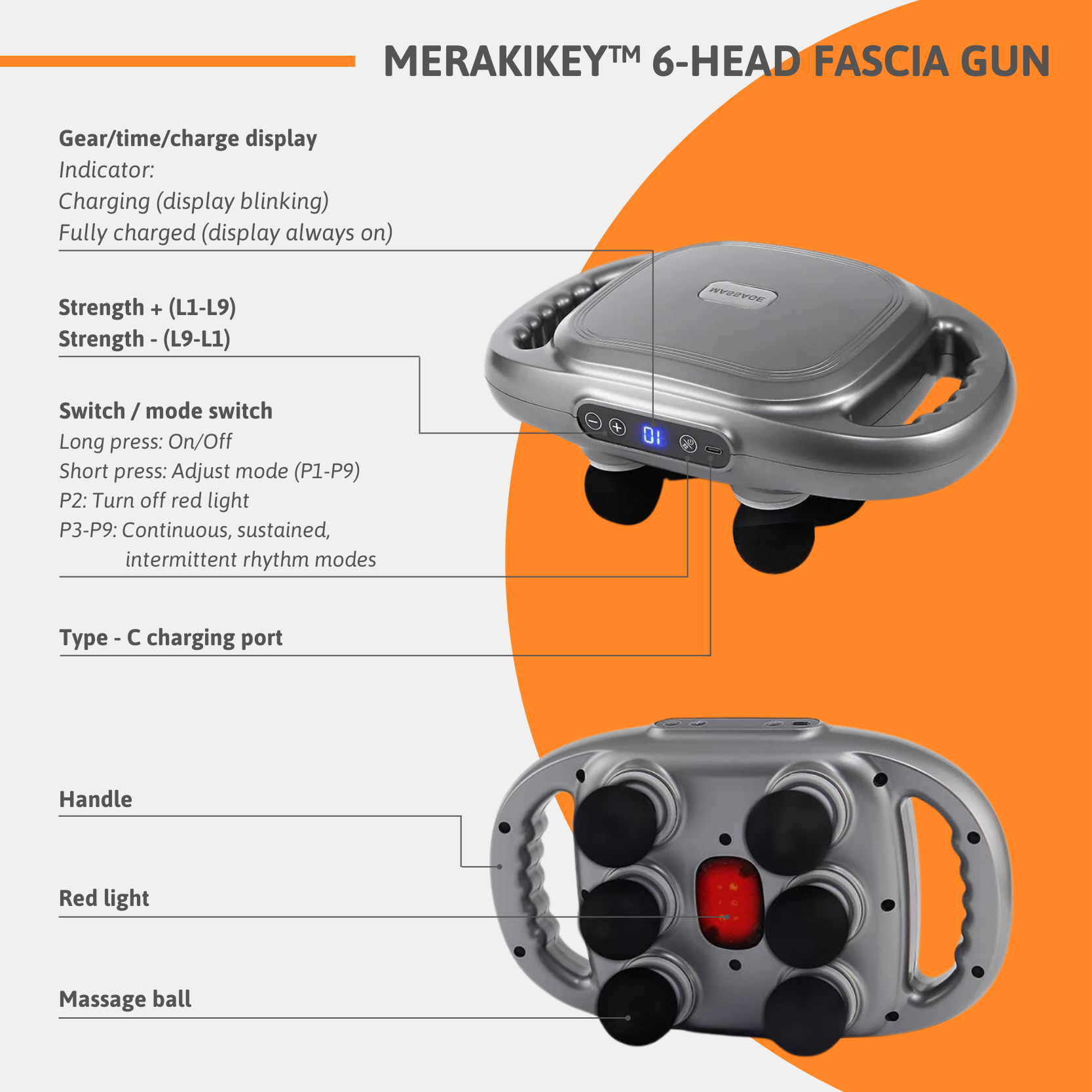 FlexiRelief Pro | 6-kop højfrekvent muskelmassager-zarada.dk