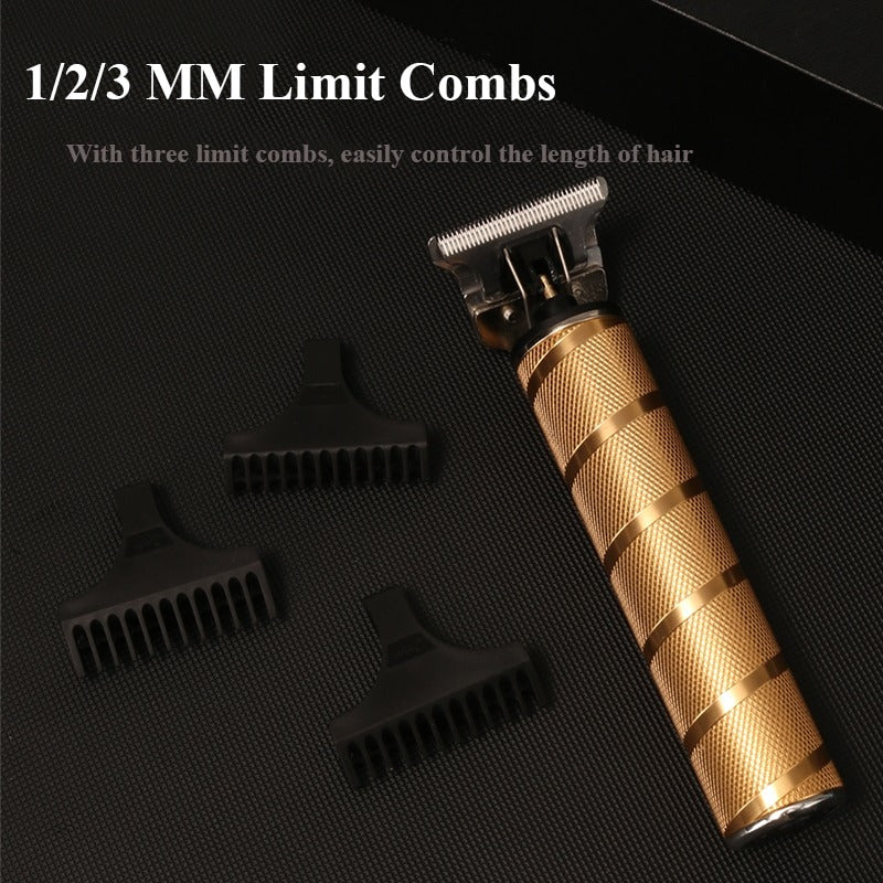 3-i-1 Professionel Hårtrimmer Sæt - Trådløs Trimmer, T-Blade Outliner og Foil Barbermaskine til Mænd