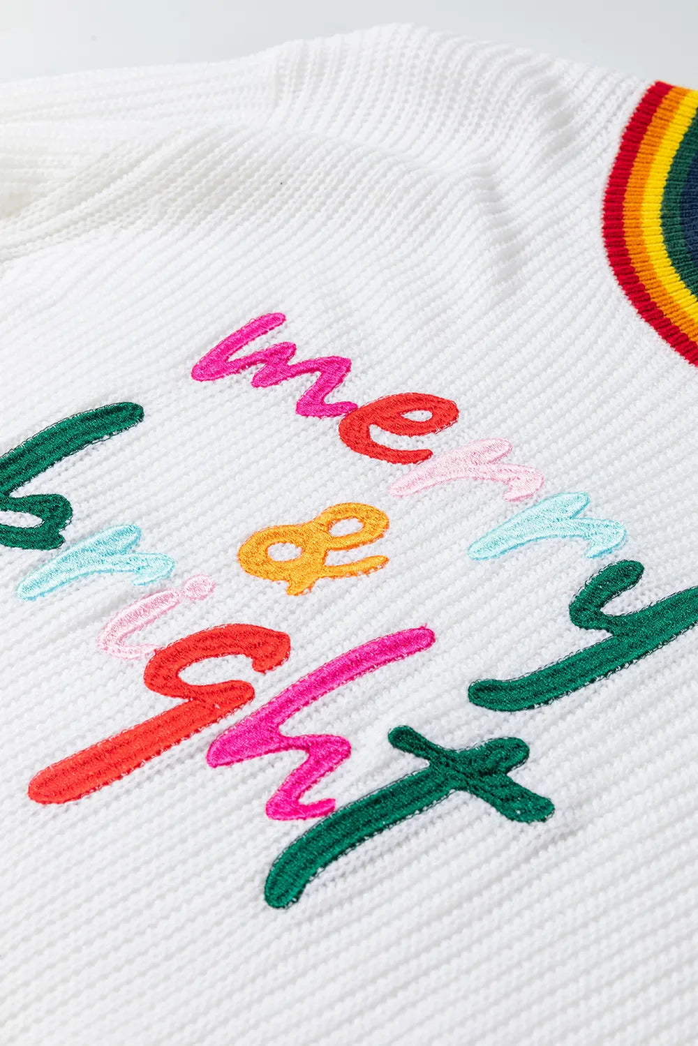 Glædelig & Lysende Regnbue Trim Juletrøje