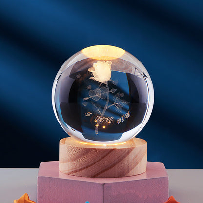 3D LED Nattelys med Krystal Design