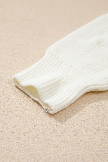 Hvid Glad og Lys Candy Cane Bogstav Jul Sweater