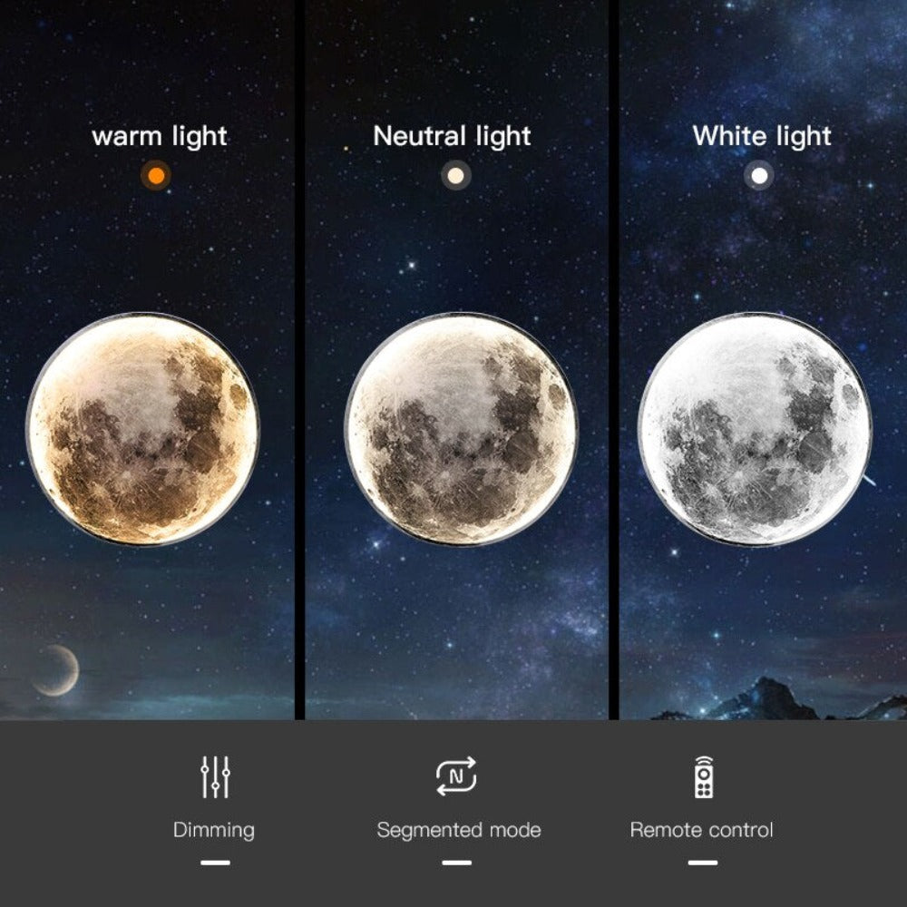 3D LED Loftlampe Måne og Jord - Dæmpbar Stemningsbelysning